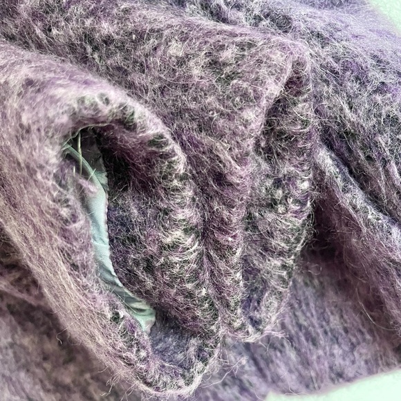 VINTAGE MOHAIR ALPACA WOOL VIOLET SHORT JACKET BLAZER FUZZY S M GERMANY - Picture 10 of 11